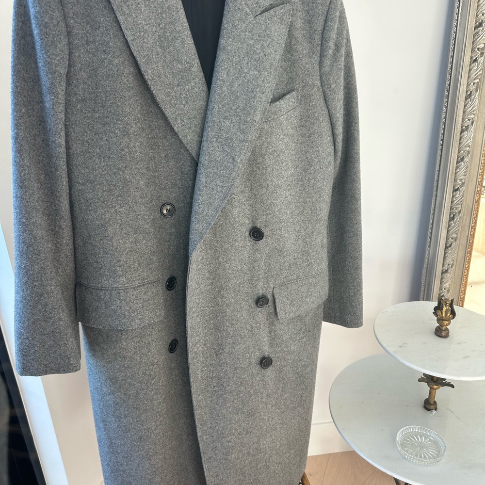 CHLOE Women's Gray virgin wool coat France 40 fully lined double breasted